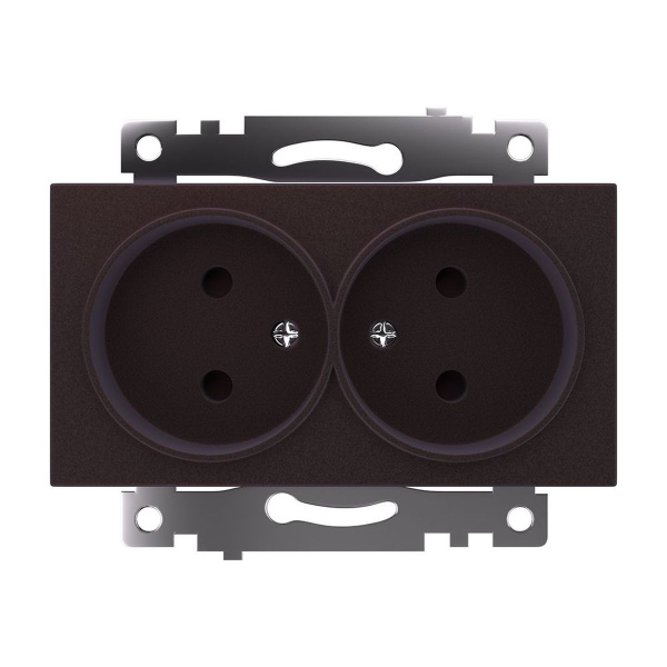 Розетка двухместная с защитной шторкой Stekker Катрин шоколад GLS10-7113-04 49026