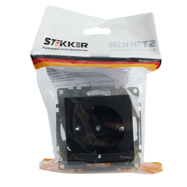 Розетка 1-местная Stekker Катрин GLS16-7110-05 черный 39610