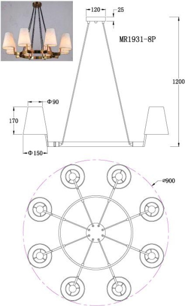 Подвесная люстра MyFar Aurora MR1931-8P