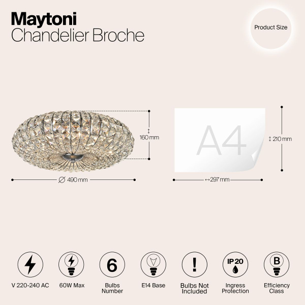 Потолочная люстра Maytoni Broche DIA902-06-N