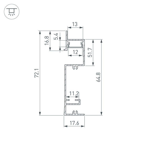 Профиль встраиваемый Arlight Plintus-H73-F-2000 White 043592