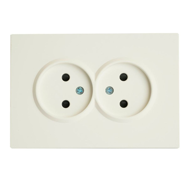 Розетка двойная 2P Stekker Эмили со шторками белый фарфор RST16-5116-01 49877