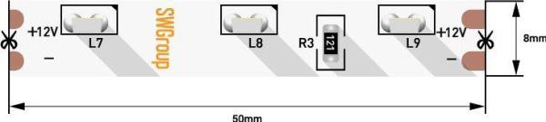 Светодиодная лента SWG 4,8W/m 60LED/m 315SMD холодный белый 5M 002200