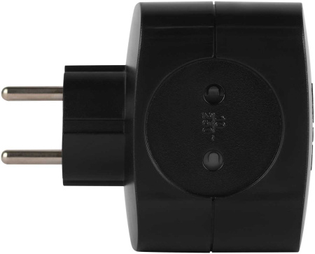 Разветвитель электрический ЭРА SP-4-3USBAC-B на 4 розетки + 3 USB A+C со шторками 10А черный Б0069084