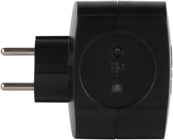 Разветвитель электрический ЭРА SP-4-3USBAC-B на 4 розетки + 3 USB A+C со шторками 10А черный Б0069084
