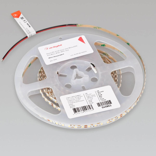 Светодиодная лента Arlight 9,6W/m 120LED/m 2835SMD холодный белый RZ-A120-6mm 24V 040803