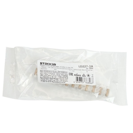 Колодка клеммная винтовая Stekker, линейка 12 штук, полиэтилен, LD227-3A DIY 39898