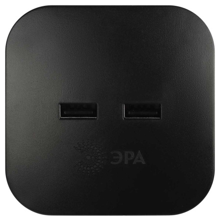 Разветвитель электрический ЭРА SP-4-USB-B на 4 розетки + 2xUSB 2400mA без заземления 10А черный Б0049536