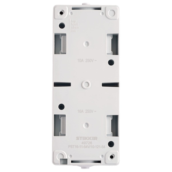 Блок вертикальный: розетка 1-местная с/з + выключатель 2-клавишный STEKKER, PST16-11-54/10-121-54, серый/графит 49726