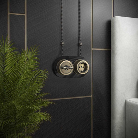 Переключатель-выключатель одноклавишный Werkel бронзовый Ретро W5712012 4690389166617