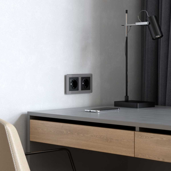 Рамка Werkel Acrylic на 2 поста графит W0022704 4690389184864