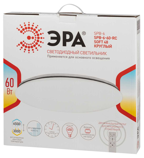 Светильник потолочный светодиодный ЭРА Классик с ДУ SPB-6-60-RC SOFT 48 круглый 60Вт 3000-6000К Б0057946