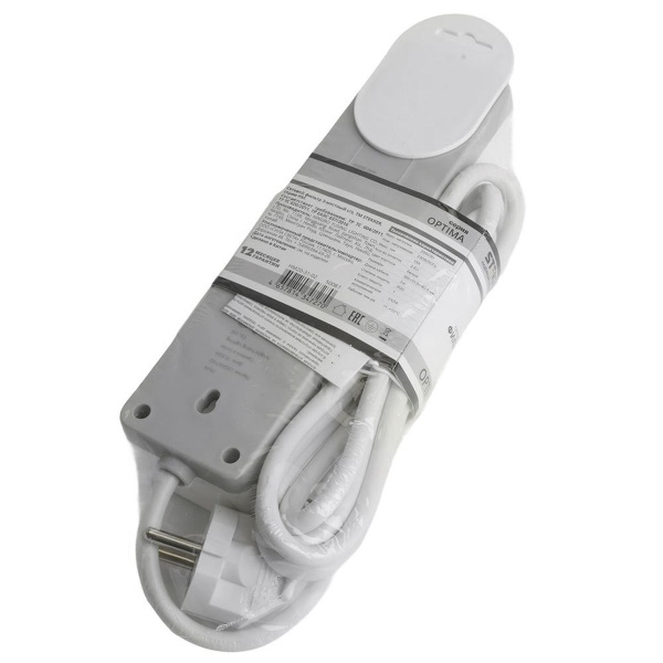 Сетевой фильтр 3-местный с/з Stekker HM20-31-03 3x1мм2, 3 м, 250В, 16А, серия Optima, белый 50087