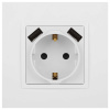 Розетка ЭРА Elegance 14-4109-01М 2P+E 16A-250В штор. с 2xUSB 5В-3А белый матовый Б0065773