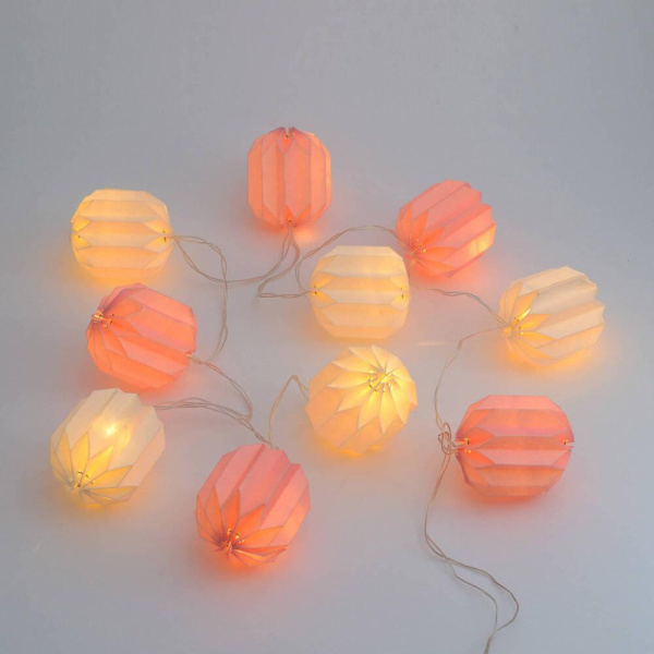 Гирлянда светодиодная Apeyron цветной бумажный фонарик 15-20