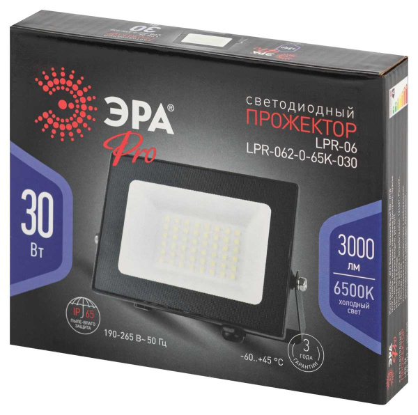 Прожектор светодиодный уличный ЭРА PRO LPR-062-0-65K-030 Б0064687