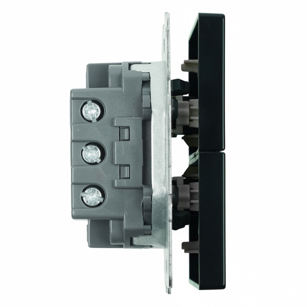 Переключатель 2-клавишный (механизм), СЗК, Stekker, 250В, 10А Эмили, RSW10-5107-05ZK, черный уголь, soft touch 50249