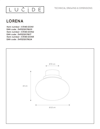 Потолочный светильник Lucide Lorena 03140/23/62
