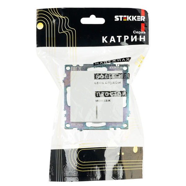 Выключатель одноклавишный Stekker Катрин с подсветкой белый GLS10-7101-01 39299