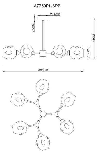 Потолочная люстра Arte Lamp Yuka Smoky A7759PL-6PB