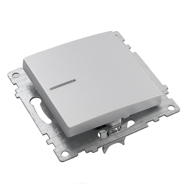 Выключатель одноклавишный Stekker Катрин с подсветкой серебро GLS10-7101-03 39577