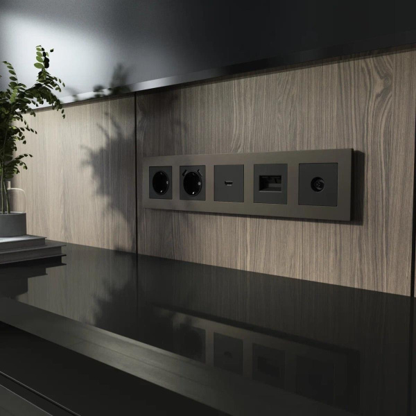 Рамка Werkel Slab на 5 постов бронза/софт W0052963 4690389207945