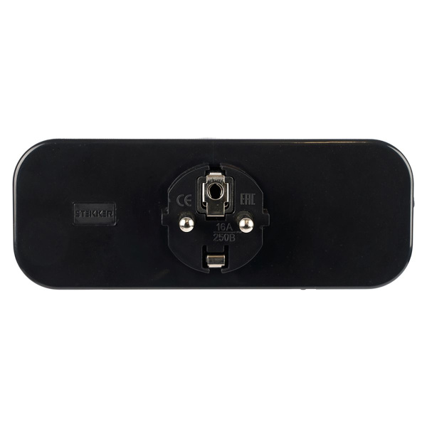 Разветвитель сетевой 3-местный с/з Stekker ADP16-23-20, 250V, 16A, ABS пластик, черный 50681