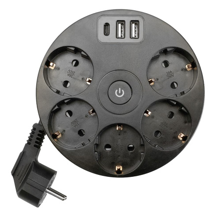 Удлинитель Stekker Comfort 5гн 2USB+С 2,5м с/з Comfort HM10-51-01 49656