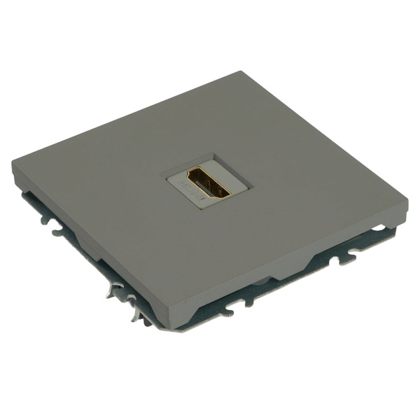 Розетка HDMI 2.0 Type A (механизм), серия Эмили, STEKKER, RST00-5118-10, платиново-серый, soft touch 50170