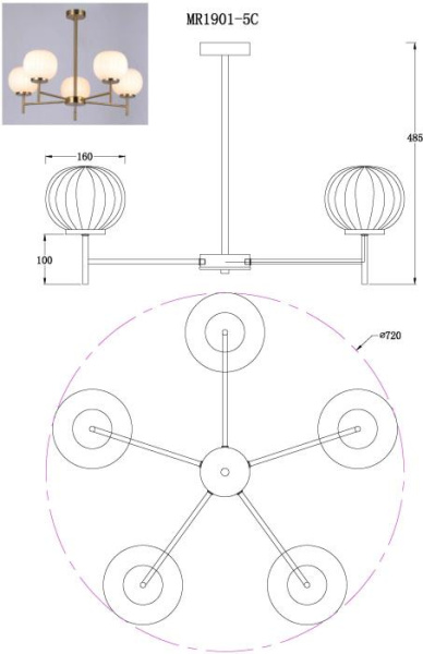 Потолочная люстра MyFar Eliza MR1901-5C
