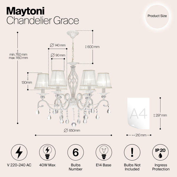Подвесная люстра Maytoni Grace ARM247-06-G