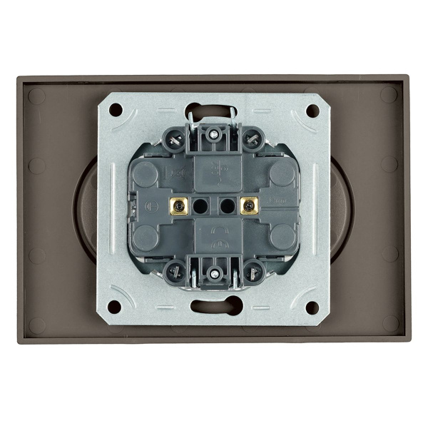 Розетка 2-местная с защитной шторкой, Stekker, б/з, 250В, 16А Эмили, RST10-5116-09, антрацит, soft touch 49929