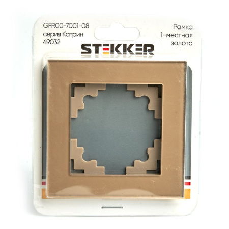 Рамка 1-постовая Stekker Катрин золото GFR00-7001-08 49032
