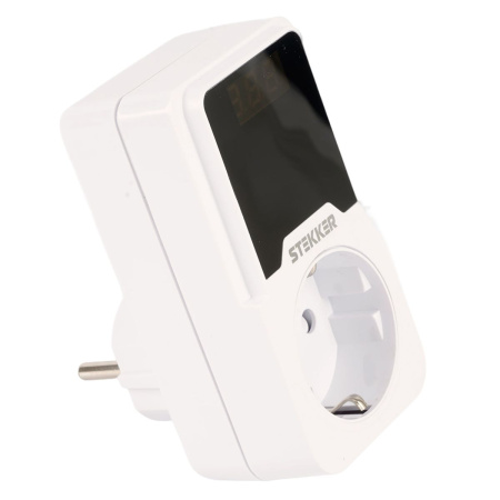 Реле напряжения для розетки регулируемое Stekker VPR-200W, 230В,16A,белый 50689