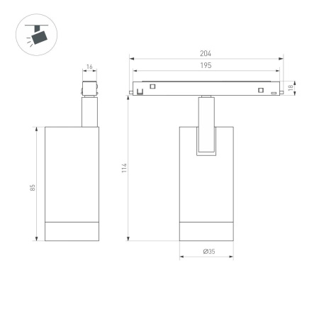 Трековый светодиодный светильник Arlight MAG-ORIENT-SPOT-R35-6W Day4000-MIX (BK, 24 deg, 48V, DALI) 041880