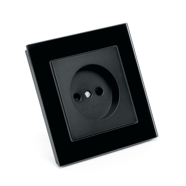 Розетка 2P Stekker Катрин со шторками черный GLS10-7009-05 39512