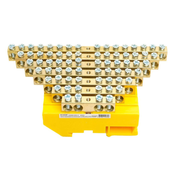 Шина "PE" Stekker на изоляторе 8*12 на DIN-рейку 10 выводов, желтый, LD555-812-10 49554