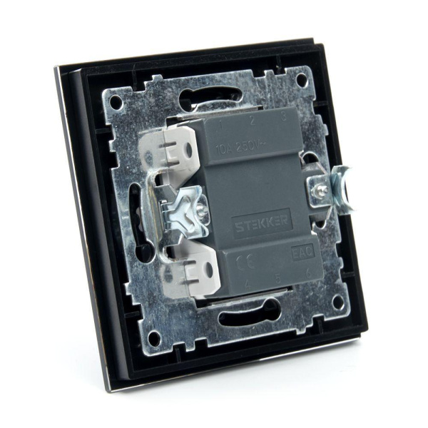 Выключатель двухклавишный Stekker Катрин черный GLS10-7004-05 39506