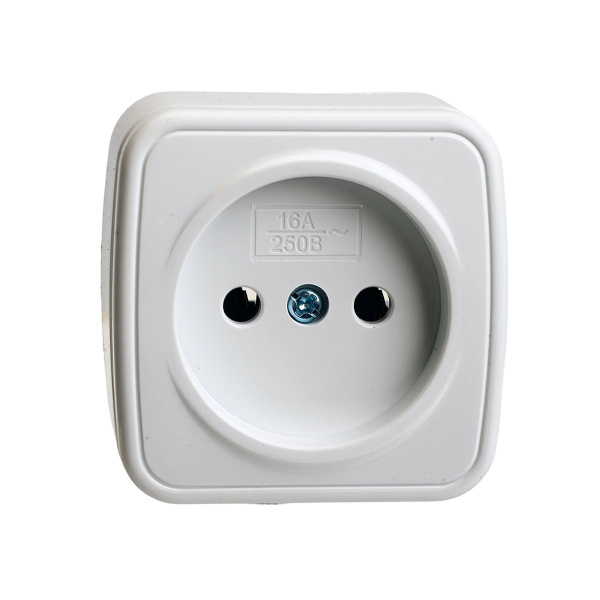 Розетка накладная 1-местная б/з Stekker, PST10-501-20, пластик АВS, 250В, 16А, IP20 Basic, белый 50074