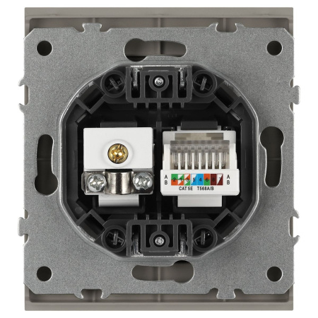 Розетка ЭРА Arktik 16-3110-07 комбинированная RJ45+TV титан Б0070500