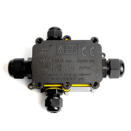 Коробка распределительная Stekker LD524 , водонепроницаемая на 4 выхода, 450V, 140х100х36, черный 49122