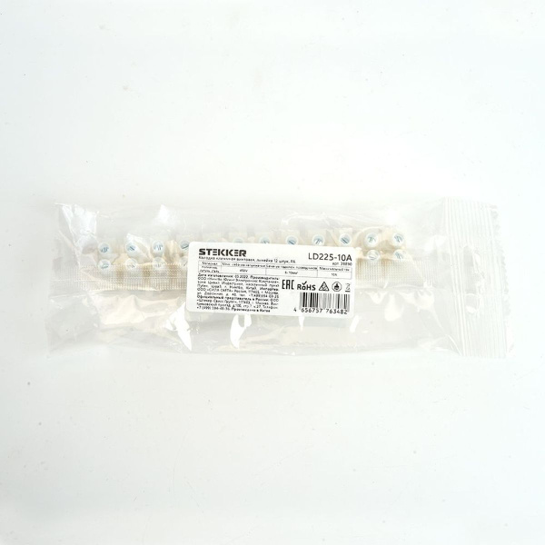 Колодка клеммная винтовая Stekker, линейка 12 штук, полиамид, LD225-10 DIY 39890