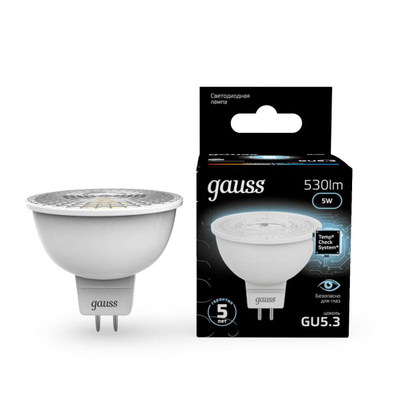 Лампа светодиодная Gauss GU5.3 5W 4100K матовая 101505205