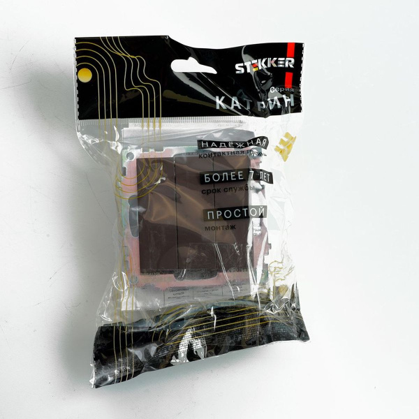 Выключатель трехклавишный Stekker Катрин GLS10-7108-04 шоколад 49175