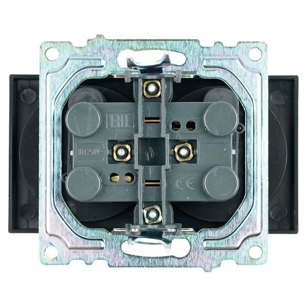 Розетка двойная 2P Stekker Катрин со шторками черный GLS10-7113-05 39611