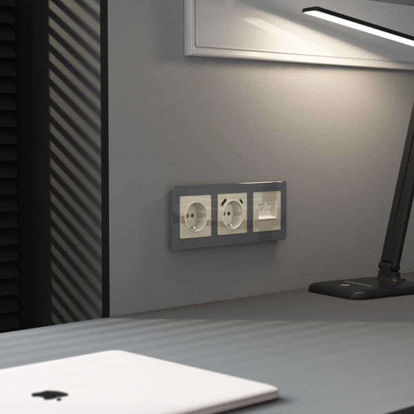 Накладка для двойной розетки Еthernet RJ-45 Werkel айвори акрил W1191143 4690389197222