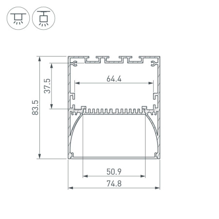 Профиль Arlight ARH-Power-W75-2000 Anod 036349