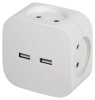 Разветвитель электрический ЭРА SP-4-USB-W на 4 розетки + 2xUSB 2400mA без заземления 10А белый Б0049532