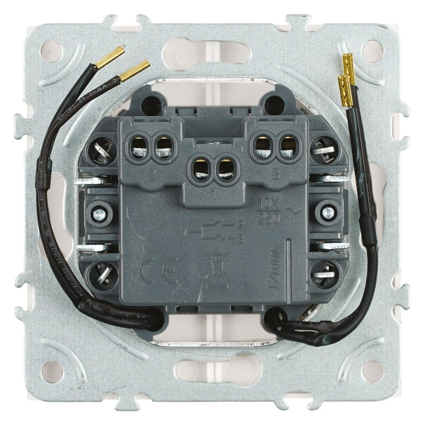 Выключатель двухклавишный Stekker Эмили с подсветкой белый фарфор RSW10-5102-01 49864