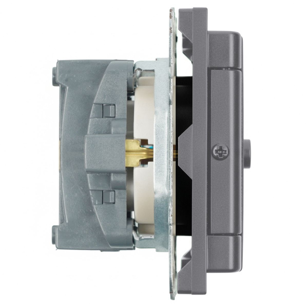 Розетка 1-местная с крышкой с защ. штор, STEKKER, с/з, 250В, 16А, серия Эмили, RST16-5112-10, платиново-серый, soft touch 49959